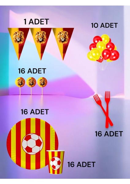 16 Kişilik Kırmızı Sarı Temalı M Paket - Doğum Günü Parti ve Eğlenceli Etkinlikler