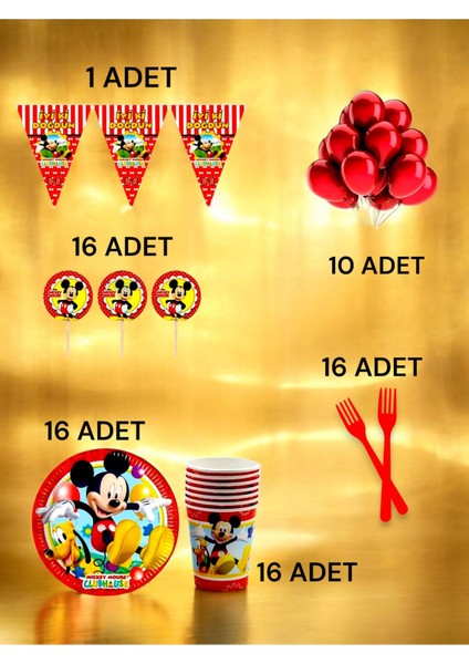 16 Kişilik Mickey Mouse Temalı M Paket - Doğum Günü Parti ve Eğlenceli Etkinlikler fiyatları