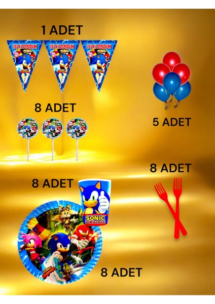 8 Kişilik Sonic Temalı M Paket - Doğum Günü Parti ve Eğlenceli Etkinlikler fiyatları