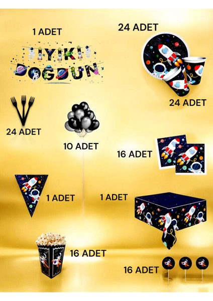 24 Kişilik Uzay Temalı Ultra Lüx Set - Doğum Günü Parti ve Eğlenceli Etkinlikler fiyatları