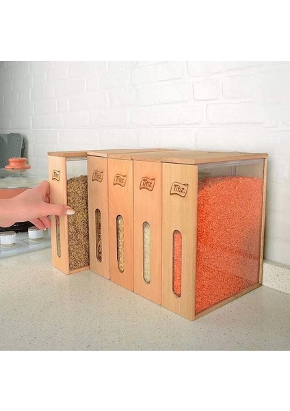 Ahşap Saklama Kabı Woodbox Bakliyat Organizer 1.7 Lt fırsatları