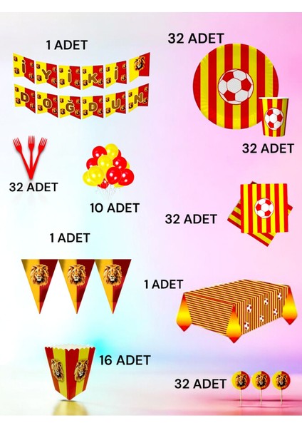 32 Kişilik Kırmızı Sarı Temalı Ultra Lüx Set - Doğum Günü Parti ve Eğlenceli Etkinlikler fiyatları