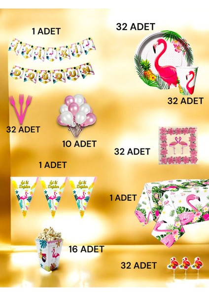 32 Kişilik Flamingo Temalı Ultra Lüx Set - Doğum Günü Parti ve Eğlenceli Etkinlikler fiyatları