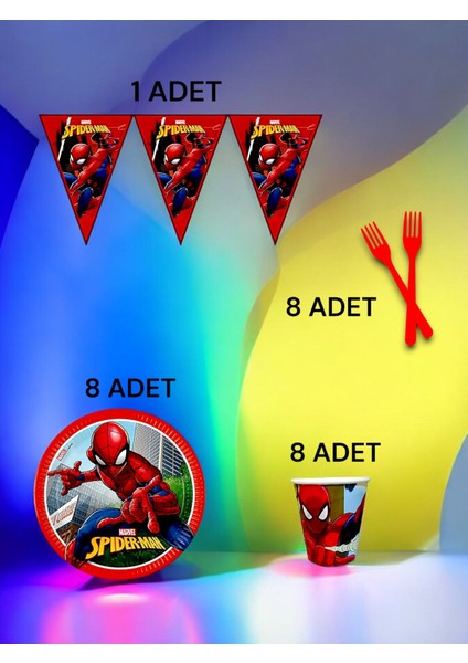 8 Kişilik Spiderman Temalı S Paket - Doğum Günü Parti ve Eğlenceli Etkinlikler
