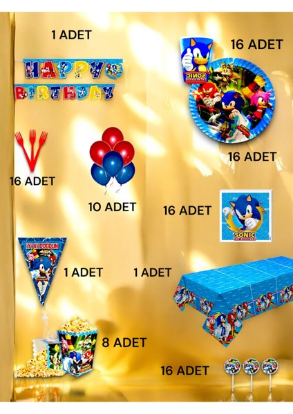 16 Kişilik Sonic Temalı Ultra Lüx Set - Doğum Günü Parti ve Eğlenceli Etkinlikler fiyatları