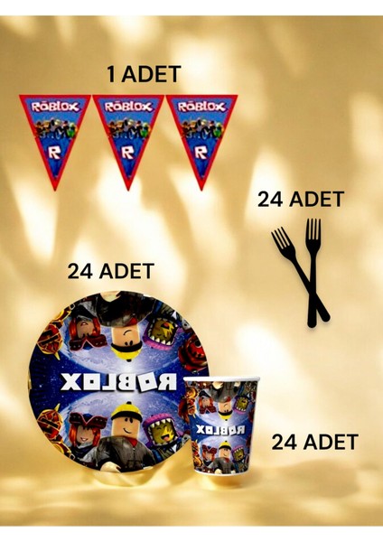24 Kişilik Roblox Temalı S Paket - Doğum Günü Parti ve Eğlenceli Etkinlikler fiyatları