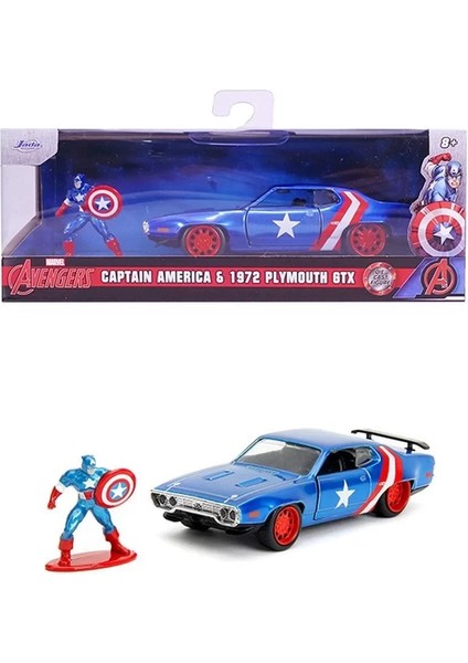 253223024 Jada Marvel Captain America 1 32 1971 Plymouth Gtx Die-Cas Freewhel