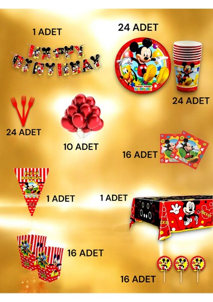 24 Kişilik Mickey Mouse Temalı Ultra Lüx Set - Doğum Günü Parti ve Eğlenceli Etkinlikler fiyatları