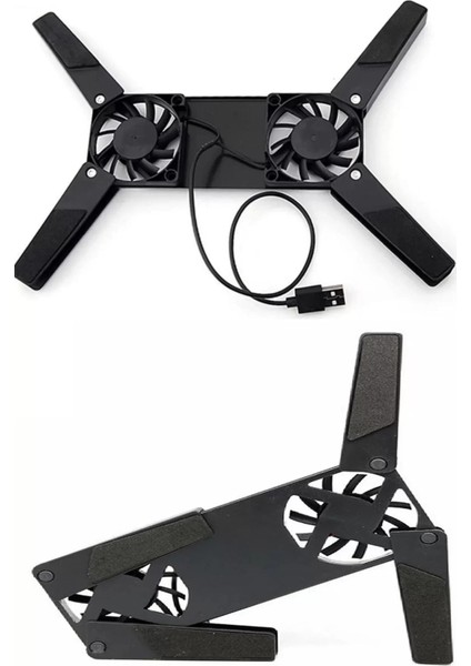 2 Fanlı Notebook Soğutucu Portatif Katlanabilir Laptop Soğutucu Fan Usbli Stand Bilgisayar Fanı