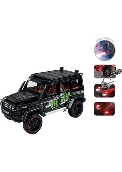 HCL-801P Çek Bırak 1:22 Sesli ve Işıklı Buhar Çıkartan Metal Jeep -Vardem