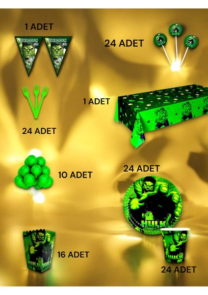 24 Kişilik Hulk Temalı Lüx Set - Doğum Günü Parti ve Eğlenceli Etkinlikler fiyatları