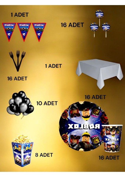 16 Kişilik Roblox Temalı Lüx Set - Doğum Günü Parti ve Eğlenceli Etkinlikler fiyatları