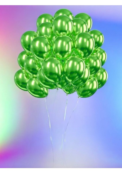 Yeşil Renk 50 Adet Krom Balon Seti - Doğum Günü Parti ve Eğlenceli Etkinlikler Için