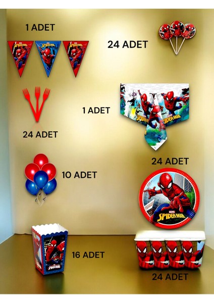 24 Kişilik Spiderman Temalı Lüx Set - Doğum Günü Parti ve Eğlenceli Etkinlikler fiyatları