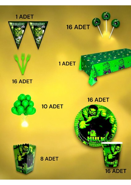 16 Kişilik Hulk Temalı Lüx Set - Doğum Günü Parti ve Eğlenceli Etkinlikler fiyatları