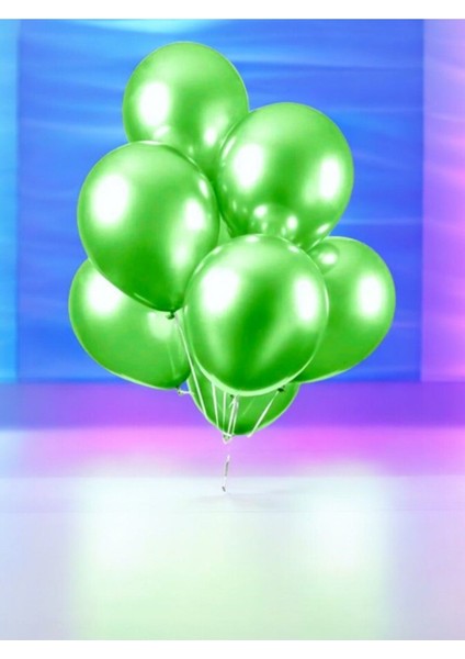 Yeşil Renk 10 Adet Krom Balon Seti - Doğum Günü Parti ve Eğlenceli Etkinlikler Için