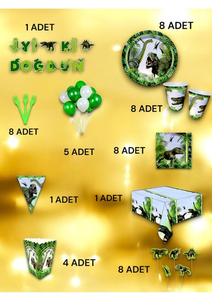 8 Kişilik Dinazor Temalı Ultra Lüx Set - Doğum Günü Parti ve Eğlenceli Etkinlikler fiyatları