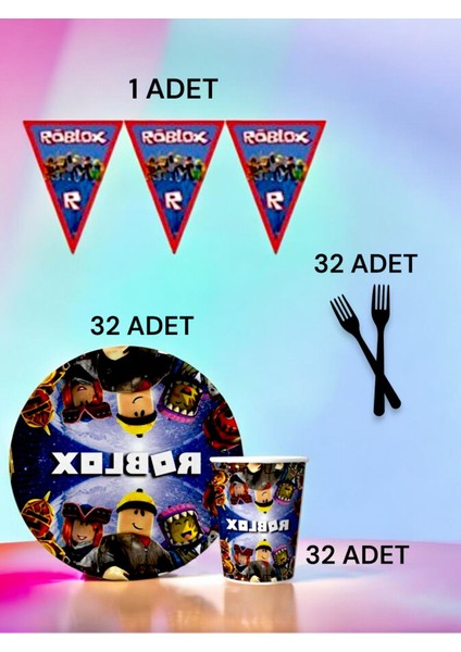 32 Kişilik Roblox Temalı S Paket - Doğum Günü Parti ve Eğlenceli Etkinlikler