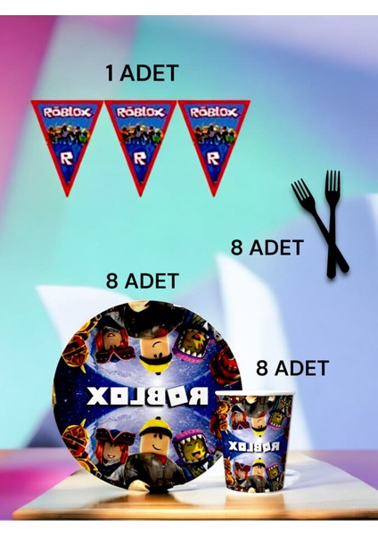 8 Kişilik Roblox Temalı S Paket - Doğum Günü Parti ve Eğlenceli Etkinlikler