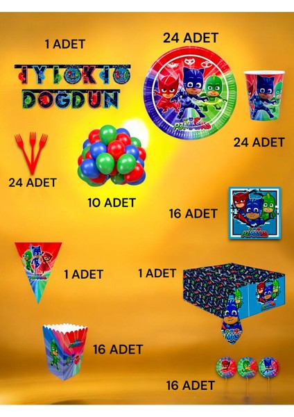 24 Kişilik Pijamask Temalı Ultra Lüx Set - Doğum Günü Parti ve Eğlenceli Etkinlikler fiyatları