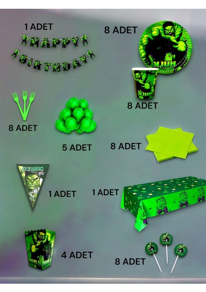 8 Kişilik Hulk Temalı Ultra Lüx Set - Doğum Günü Parti ve Eğlenceli Etkinlikler fiyatları