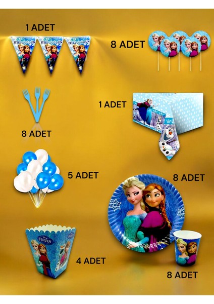 8 Kişilik Frozen Temalı Lüx Set - Doğum Günü Parti ve Eğlenceli Etkinlikler fiyatları