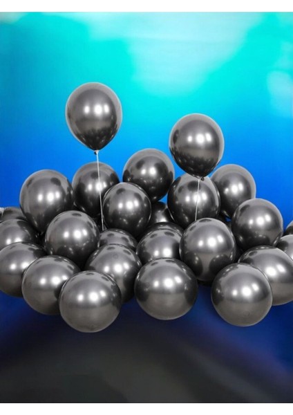 Siyah Renk 20 Adet Krom Balon Seti - Doğum Günü Parti ve Eğlenceli Etkinlikler Için
