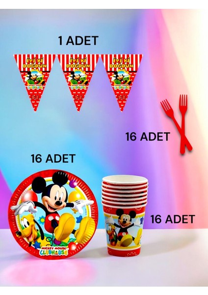 16 Kişilik Mickey Mouse Temalı S Paket - Doğum Günü Parti ve Eğlenceli Etkinlikler
