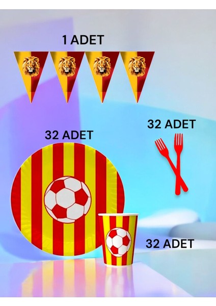 32 Kişilik Kırmızı Sarı Taraftar S Paket - Doğum Günü Parti ve Eğlenceli Etkinlikler