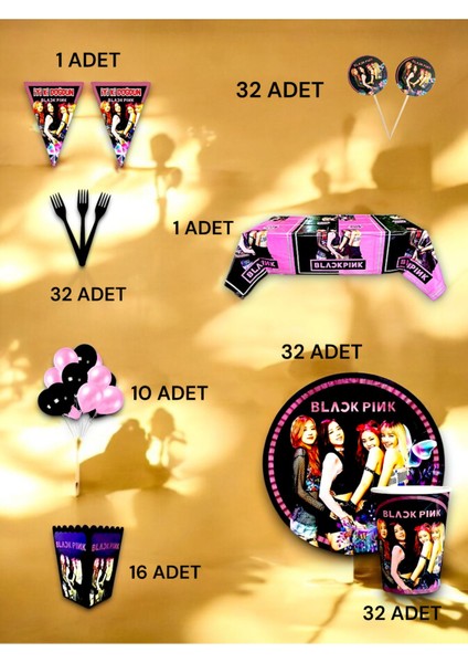 32 Kişilik Blackpink Temalı Lüx Set - Doğum Günü Parti ve Eğlenceli Etkinlikler fiyatları