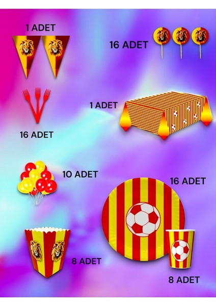 16 Kişilik Sarı Kırmızı Taraftar Lüx Set - Doğum Günü Parti ve Eğlenceli Etkinlikler fiyatları