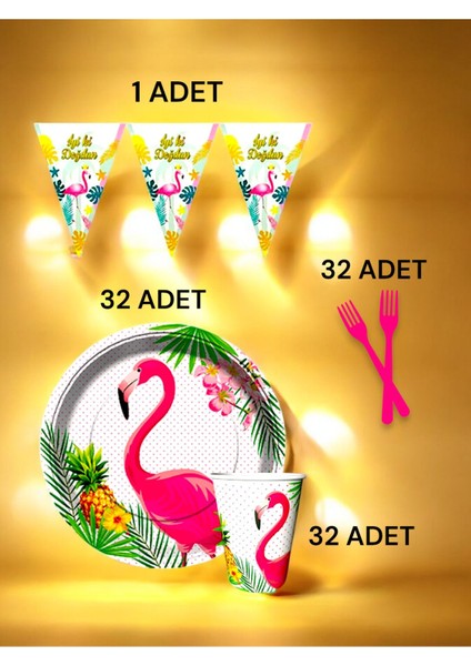 32 Kişilik Flamingo Temalı S Paket - Doğum Günü Parti ve Eğlenceli Etkinlikler