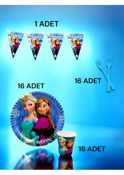 16 Kişilik Frozen Temalı S Paket - Doğum Günü Parti ve Eğlenceli Etkinlikler