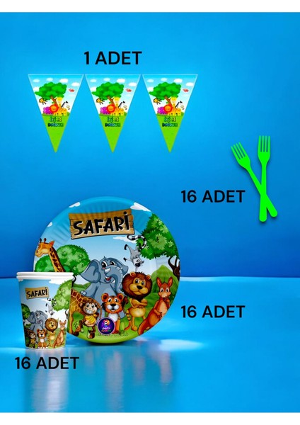 16 Kişilik Safari Temalı S Paket - Doğum Günü Parti ve Eğlenceli Etkinlikler