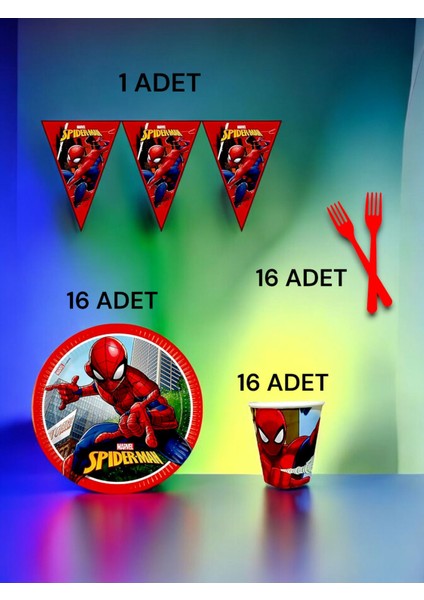 16 Kişilik Spiderman Temalı S Paket - Doğum Günü Parti ve Eğlenceli Etkinlikler