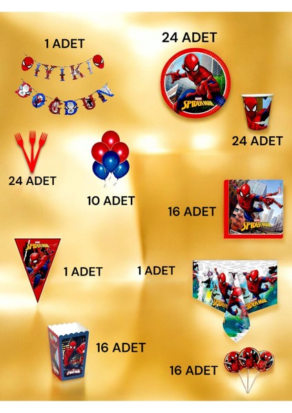 24 Kişilik Spiderman Temalı Ultra Lüx Set - Doğum Günü Parti ve Eğlenceli Etkinlikler fiyatları