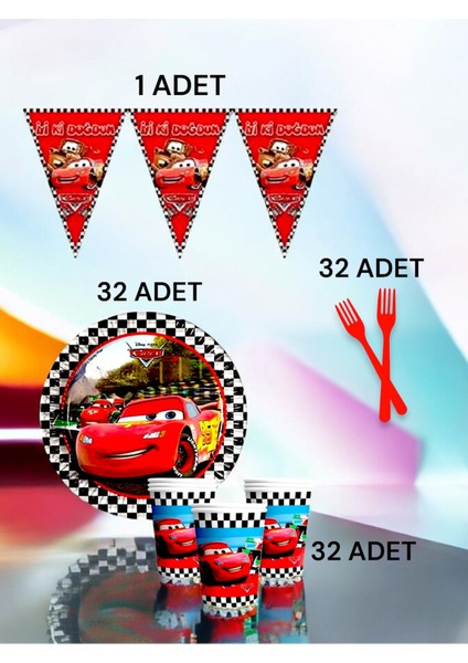 32 Kişilik Cars Temalı S Paket - Doğum Günü Parti ve Eğlenceli Etkinlikler