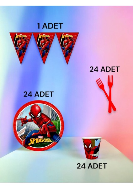 24 Kişilik Spiderman Temalı S Paket - Doğum Günü Parti ve Eğlenceli Etkinlikler