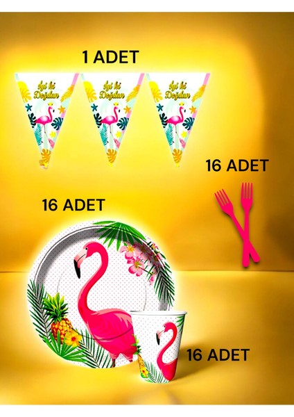 16 Kişilik Flamingo Temalı S Paket - Doğum Günü Parti ve Eğlenceli Etkinlikler fiyatları