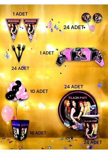 24 Kişilik Black Pink Temalı Lüx Set - Doğum Günü Parti ve Eğlenceli Etkinlikler fiyatları