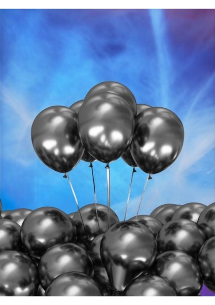 Siyah Renk 50 Adet Krom Balon Seti - Doğum Günü Parti ve Eğlenceli Etkinlikler Için