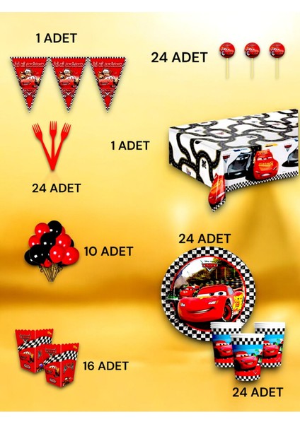 24 Kişilik Cars Temalı Lüx Set - Doğum Günü Parti ve Eğlenceli Etkinlikler fiyatları