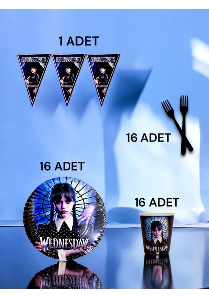 16 Kişilik Wednasday Temalı S Paket - Doğum Günü Parti ve Eğlenceli Etkinlikler fiyatları