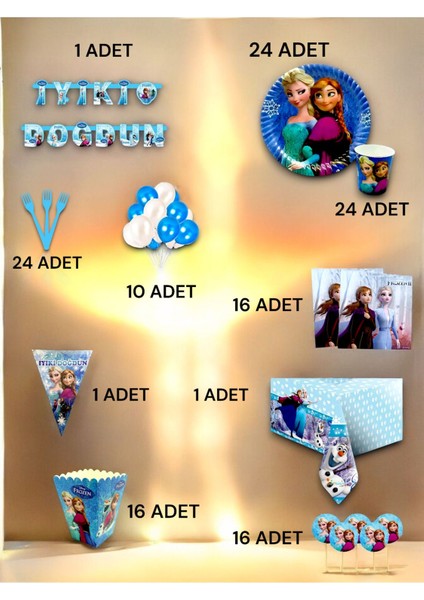 24 Kişilik Frozen Temalı Ultra Lüx Set - Doğum Günü Parti ve Eğlenceli Etkinlikler