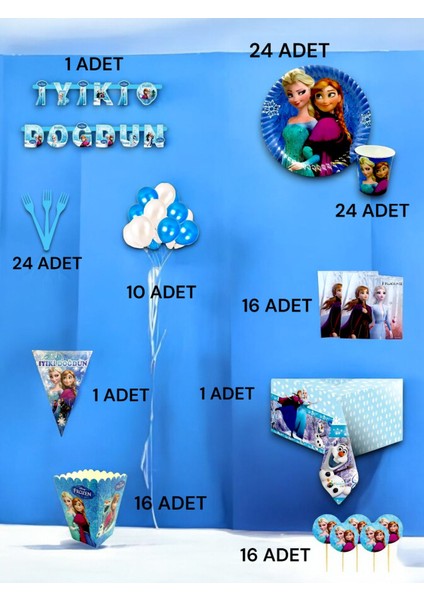 24 Kişilik Frozen Temalı Ultra Lüx Set - Doğum Günü Parti ve Eğlenceli Etkinlikler fiyatları