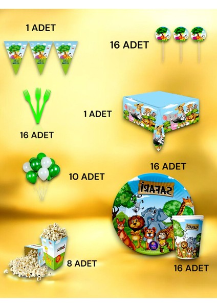 16 Kişilik Safari Temalı Lüx Set - Doğum Günü Parti ve Eğlenceli Etkinlikler fiyatları
