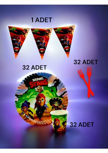 32 Kişilik Brawlstars Temalı S Paket - Doğum Günü Parti ve Eğlenceli Etkinlikler
