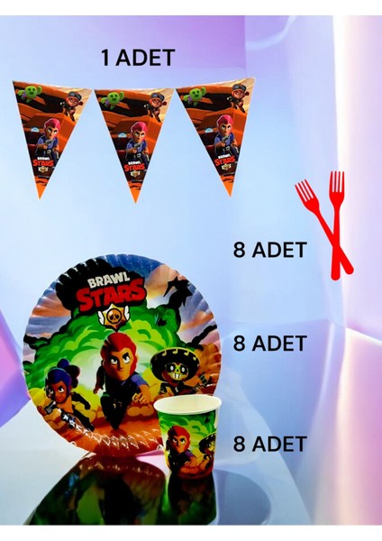 8 Kişilik Brawlstars Temalı S Paket - Doğum Günü Parti ve Eğlenceli Etkinlikler