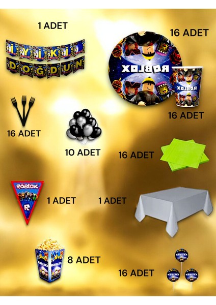 16 Kişilik Roblox Temalı Ultra Lüx Set - Doğum Günü Parti ve Eğlenceli Etkinlikler fiyatları