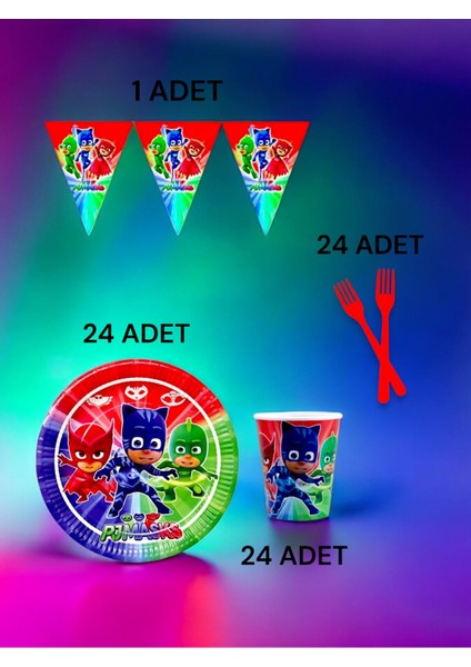 24 Kişilik Pijamask Temalı S Paket - Doğum Günü Parti ve Eğlenceli Etkinlikler